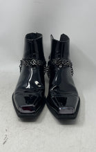 Load image into Gallery viewer, Asos Mens Black Patent Leather Square Toe Back Zip Ankle Boots Size 12
