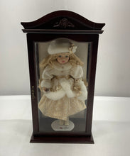 Load image into Gallery viewer, 1999 Camellia Garden Collection Floral Dress Porcelain Doll On Wooden Display
