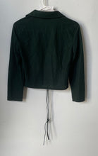 Load image into Gallery viewer, Zara Womens Green Long Sleeve Spread Collar Front Ruched Blouse Top Size S
