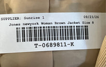 Load image into Gallery viewer, Jones New York Womens Brown Long Sleeve Notch Lapel Three-Button Blazer Size 8
