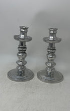 Load image into Gallery viewer, Set Of 2 Pcs Silver-Tone Sculpted Stem Design Decorative Candlestick Holders

