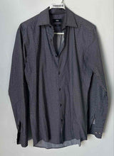 Load image into Gallery viewer, Hugo Boss Mens Black White Printed Long Sleeve Slim Fit Dress Shirt Size S 15
