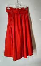 Load image into Gallery viewer, H&amp;M Womens Red Cotton Elastic Waist Belted Midi A-Line Skirt Size Small
