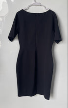 Load image into Gallery viewer, Ann Taylor Womens Black Short Sleeve Boat Neck Back-Zip Sheath Dress Size 12
