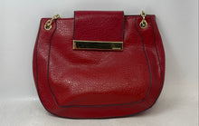 Load image into Gallery viewer, Anne Klein Womens Red Faux Leather Chain Double Handle Shoulder Handbag
