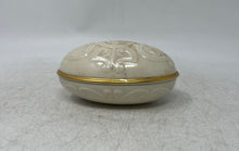 Load image into Gallery viewer, Lenox Fine Porcelain Embossed Gold Trim Collectible Oval Shape Trinket Box
