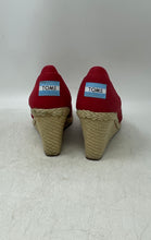 Load image into Gallery viewer, Toms Womens Red Beige Open Toe Slip-On Wedge Espadrille Heels Size 6.5

