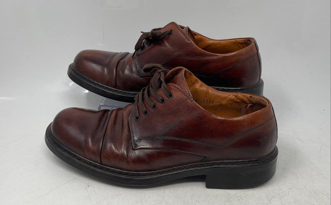 Johnston & Murphy Mens Brown Leather Cap Toe Lace-Up Oxford Dress Shoes Size 9