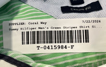Load image into Gallery viewer, Tommy Hilfiger Mens Green White Striped Custom Fit Button-Up Shirt Size XXL

