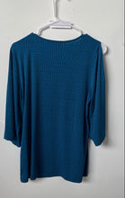 Load image into Gallery viewer, Michael Kors Womens Blue Geometric Cold Shoulder Sleeve V-Neck Blouse Top Size M

