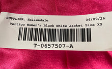 Load image into Gallery viewer, Vertigo Womens Black White Printed Long Sleeve Belted Trench Jacket Size XS
