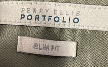 Load image into Gallery viewer, Perry Ellis Mens Green Long Sleeve Collared Slim Fit Dress Shirt Size 17.5

