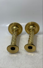 Load image into Gallery viewer, Gold-Tone Brass Vintage Style Twisted Design Pair Of Candlestick Holder
