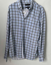 Load image into Gallery viewer, Banana Republic Mens Black Blue Plaid Standard Fit Button-Up Shirt Size L
