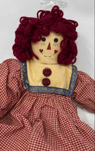 Load image into Gallery viewer, Vintage Style Yarn Hair Plush Ann Rag &amp; Cloth Doll With Red Gingham Outfit
