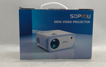 Load image into Gallery viewer, SopYou Model P2 White Blue Mini Video Projector With Tripod And Box Not Tested
