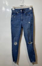 Load image into Gallery viewer, Express Womens Blue Distressed High Rise Denim Jegging Jeans Size 00R
