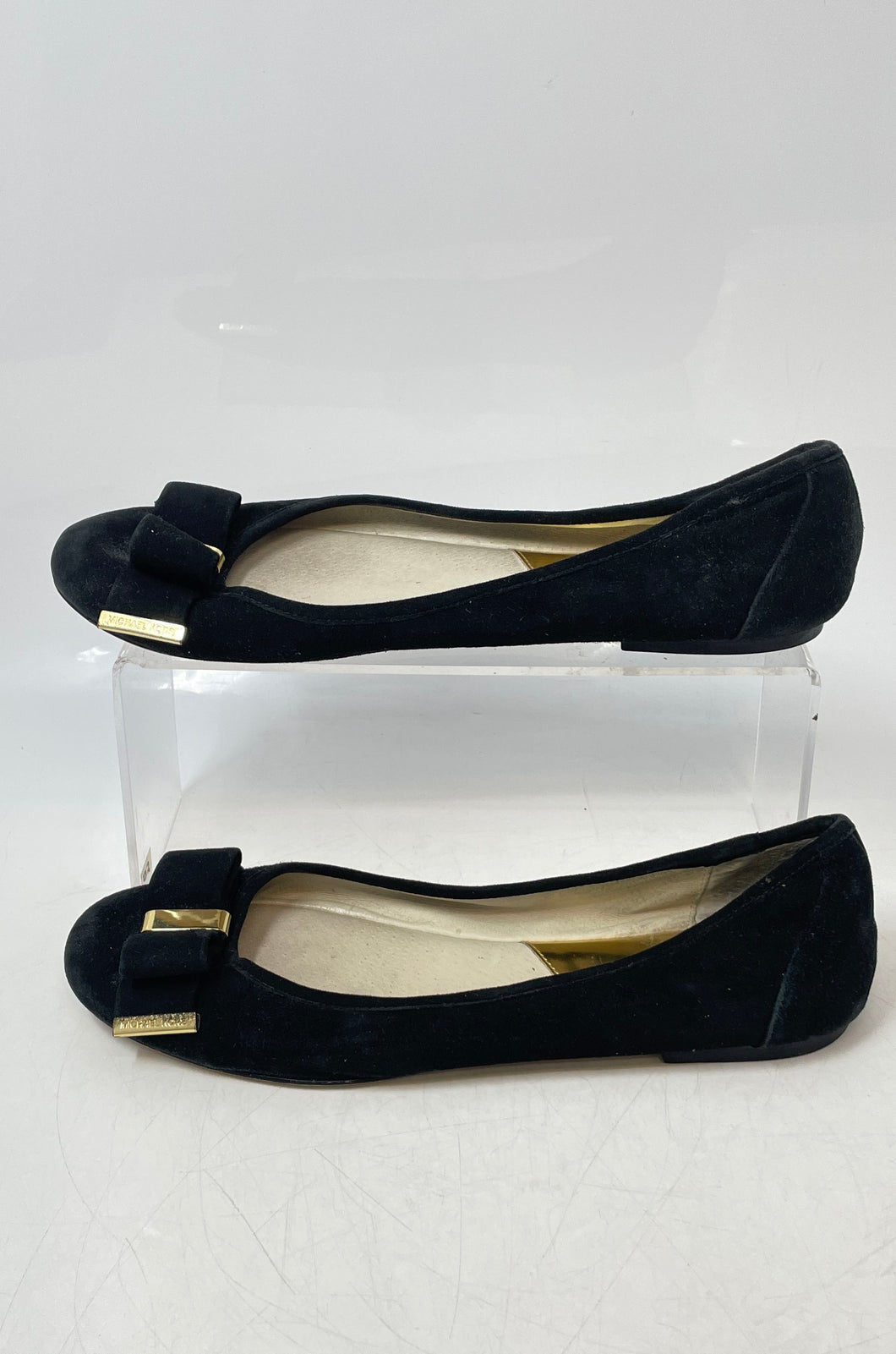 Michael Kors Womens Keira Black Suede Bow Round Toe Slip-On Ballet Flats Size 7