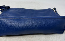 Load image into Gallery viewer, Cole Haan Womens Blue Pebbled Leather Adjustable Strap Zip Top Crossbody Bag
