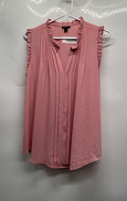 Load image into Gallery viewer, Ann Taylor Womens Pink Sleeveless Pleated Ruffle Trim Blouse Top Size Medium
