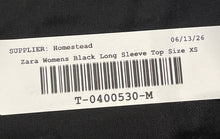 Load image into Gallery viewer, Zara Womens Black Feathered Long Sleeve V-Neck Blouse Top Size XS
