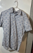 Load image into Gallery viewer, Michael Kors Mens Blue Floral Print Short Sleeve Button-Up Shirt Size Large
