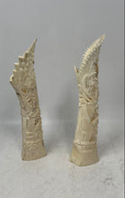 Load image into Gallery viewer, White Hand-Carved Balinese Barong 2-Piece Candle Cover Totem Figurines
