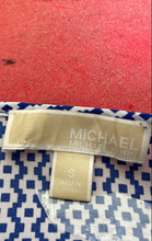 Load image into Gallery viewer, Michael Kors Womens Blue White Geometric Print Smocked Blouse Top Size S
