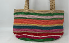 Load image into Gallery viewer, The Sak Womens Multicolor Crochet Double Handle Zip Top Lined Shoulder Bag
