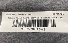 Load image into Gallery viewer, Calvin Klein Mens Gray Cotton Short Sleeve Button Front Polo Shirt Size L/G
