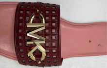 Load image into Gallery viewer, Michael Kors Womens Burgundy Gold Open Toe Slip-On Slide Sandals Size 10
