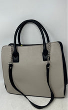 Load image into Gallery viewer, Nine West Womens Black Beige Leather Inner Pocket Shoulder Strap Satchel Bag
