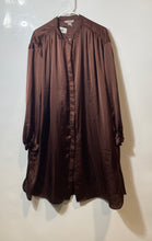 Load image into Gallery viewer, H&amp;M Womens Brown Long Sleeve Band Collar Button Front Midi Dress Size Large
