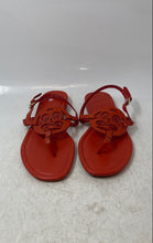 Load image into Gallery viewer, Coach Womens Jaci Orange Leather Buckle Flat Thong Sandals Size 8B
