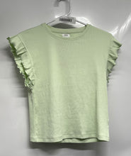 Load image into Gallery viewer, Zara Girls Light Green Ribbed Ruffle Sleeve Pullover T-Shirt Sz 13-14 With Tags
