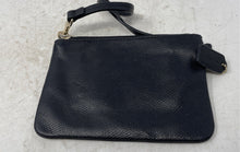 Load image into Gallery viewer, Coach Womens Black Pebbled Leather Zip Top Charm Small Wristlet Wallet
