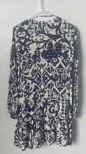Load image into Gallery viewer, Zara Womens Blue And White Long Sleeve V-Neck Button Front Mini Dress XL W/Tags
