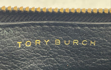 Load image into Gallery viewer, Authentic Tory Burch Womens Black Leather Zip-Around Wallet Stained
