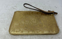 Load image into Gallery viewer, Calvin Klein Womens Gold-Tone Monogram Faux Leather Zip Top Wristlet Wallet

