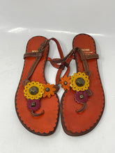 Load image into Gallery viewer, Authentic Moschino Womens Orange Flower Thong Sandals Size EUR 38.5 Damaged
