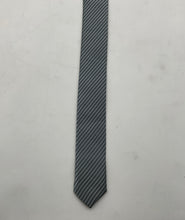 Load image into Gallery viewer, Hugo Boss Mens Gray Striped Print Keeper Loop Adjustable Formal Pointed Tie
