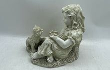 Load image into Gallery viewer, Antique Three Hands Corp. White Ceramic Girl And Cat Decorative Figurine
