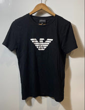 Load image into Gallery viewer, Authentic Emporio Armani Boys Black Cotton Short Sleeve Graphic T-Shirt Size 16A
