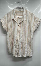 Load image into Gallery viewer, Lucky Brand Womens Beige Short Sleeve Collared Button-Up Shirt Size Large
