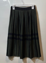 Load image into Gallery viewer, Zara Womens Green Black Striped Elastic Waist Pull-On Midi Pleated Skirt Size S
