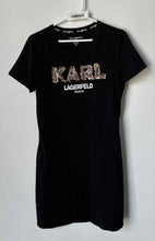 Load image into Gallery viewer, Karl Lagerfeld Womens Black Short Sleeve Crew Neck T-Shirt Dress Size M
