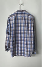 Load image into Gallery viewer, Michael Kors Mens Blue And White Plaid Print Cotton Button-Up Shirt Size M
