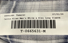 Load image into Gallery viewer, Calvin Klein Mens White Blue Plaid Long Sleeve Collared Button-Up Shirt Size L
