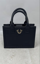 Load image into Gallery viewer, True Religion Womens Black Modern Edge Magnetic Snap Double Handle Tote Handbag

