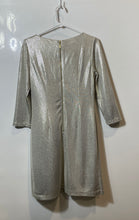 Load image into Gallery viewer, Jessica Howard Womens Silver Metallic Long Sleeve Back-Zip A-Line Dress Size 6
